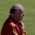 Del Bosque, durante un entrenamiento de la selección española.