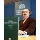 El poeta leonés Antonio Colinas en la presentación de su nuevo libro