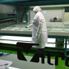 Trabajadores en una de las secciones de cortado de vidrio en la factoría de La Rozada, la mayor del grupo en España.