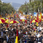 Imagen de la manifestación que Sociedad Civil Catalana convocó ayer en Barcelona. MARTA PÉREZ