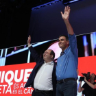 Los líderes del PSC y el PSOE, Miquel Iceta y Pedro Sánchez, el pasado sábado en Barcelona.