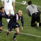 Bradley celebra el tanto del empate estadounidense.