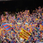 La afición del Barça, en la grada del Camp Nou.