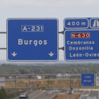Entrada a la autovía a Burgos desde León.