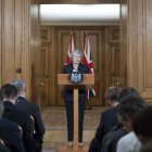 La primera ministra británica Theresa May, ofreció ayer su visión sobre el ‘brexit’. DAVID LEVENSON