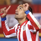 Falcao celebra el primer gol del Atlético de Madrid ante el Málaga.