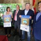 Díaz, Macías, Valcarce y Reguera, en la presentación en la sala capitular del monasterio. A. F. B.