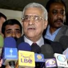 El primer ministro palestino Mahamud Abbas a la salida de la reunión mantenida ayer con Ariel Sharón