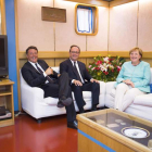 Los líderes de Italia, Francia y Alemania se reunieron frente a la isla Ventotene. T. BARCHIRELLI