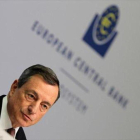 El presidente del BCE, Mario Draghi, ayer, Fráncfort.