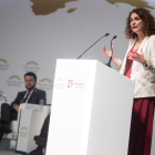 La ministra de Hacienda, María Jesús Montero, durante un acto en Barcelona. MARTA PÉREZ