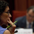 Marta Rovira, durante la comparecencia del 'president' Mas sobre el caso Palau, el 31 de julio del 2013.