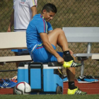 James Rodríguez, durante un entrenamiento con la selección de Colombia, el pasado septiembre.
