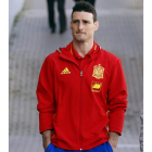 Aduriz, ya en la concentración de la selección española, antes de comparecer ante los medios. PACO CAMPOS