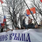Manifestación prorusa frente al Parlamento de Crimea.