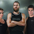 Lidia Valentín, junto a Sergio Rodríguez y Javier Gómez Noya, los tres protagonistas de la campaña. DL