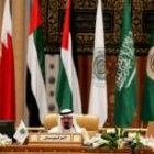El rey de Arabia Saudí, durante la sesión de la Liga Árabe celebrada ayer en Riad