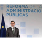 El presidente del Gobierno, Mariano Rajoy, durante su intervención en el acto convocado en el Palacio de la Moncloa.