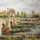 Acuarela de Olivé en torno a San Marcos y su puente. DL
