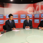 Marisa Vázquez, Miguel Ángel Blanco, Pedro Muñoz y Juan Carlos Franco en el programa La Tertulia de esta semana. L. DE LA MATA