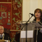 Ana del Ser durante su discurso tras la toma de posesión de su nuevo cargo