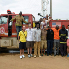 La ‘delegación’ leonesa en el parque de bomberos de Eldoret.
