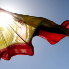 Bandera de España en la plaza de Colón de Madrid.