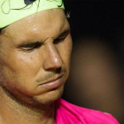 Rafael Nadal lamenta un punto perdido ante Fabio Fognini, en semifinales del Abierto de Río.