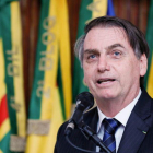 El presidente de Brasil, Jair Bolsonaro en conferencia de prensa.