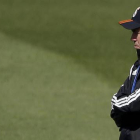 Carlo Ancelotti, durante el entrenamiento del Real Madrid previo al partido ante el Almería.