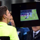 Pruebas de vídeoarbitraje en un partido del Inter de Milán y la Lazio.