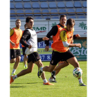 Tejedor, autor del gol ante la UD Logroñés, en un entrenamiento