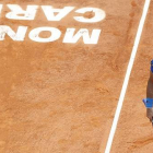 David Ferrer celebra un punto durante el partido disputado contra Rafael Nadal, en octavos del torneo de Montecarlo.