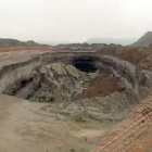 El socavón aparecido en las obras del AVE a la altura de Cabezón de Pisuerga.