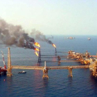 Una plataforma de la Compañía Mexicana de Petróleos Méxicanos (Pemex) que opera en el Golfo de México.