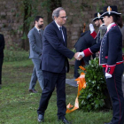 Torra, Torrent y Colau en la ofrenda a Lluís Companys. QUIQUE GARCÍA