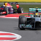 Rosberg por delante de Webber en el tramo final de la carrera. El alemán pudo con el australiano.