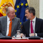 Don Juan Carlos junto a Felipe VI en una de sus últimas apariciones públicas