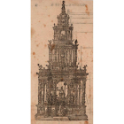 Dibujo de la custodia de plata de la catedral sevillana. BNE