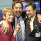Fernández de la Vega, Juan Alberto Belloch y Marcelino Iglesias, tras conocer la elección en París