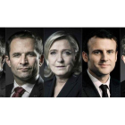 De izquierda a derecha, los candidatos al Elíseo: Fillon, Hamon, Le Pen, Macron y Mélenchon.