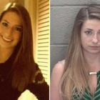 La profesora de matemáticas Erin Elizabeth McAuliffe en una imagen de Facebook, a la izquierda, y tras ser detenida por la policía de Rocky Mount, a la derecha.