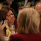La vicepresidenta durante el desayuno informativo de Europa Press.