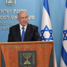 Netanyahu, en su comparecencia tras el acuerdo. ABIR SULTANE
