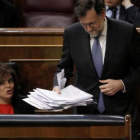 Mariano Rajoy en su escaño del Congreso.