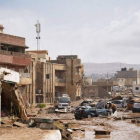 Destrozos en la ciudad de Derna, la más afectada por las lluvias torrenciales en Libia.  DEP. COM. GOB.  DE LIBIA