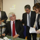González, Fernández, Hermida, Palomo y Pascual al inicio del congreso de riegos.