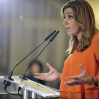Susana Díaz intervino ayer en un acto con militantes socialistas en Toledo.