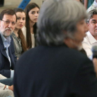 Cospedal y Rajoy durante el debate ‘Empresa y Crédito’ celebrado en Tarragona.