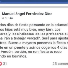 Hilo en Facebook abierto por el presidente de la Junta de Semana Santa de León.